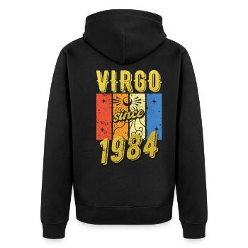 Vierge 1984 Cadeau d’anniversaire du zodiaque - Veste à capuche bio Premium Unisexe - noir - Dos - Nico (187cm)