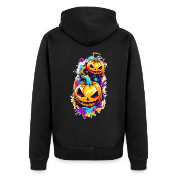 Jack o Lantern 01 - Unisex Premium Bio Zip Hoodie - Schwarz - Hinten - Nico (187cm)