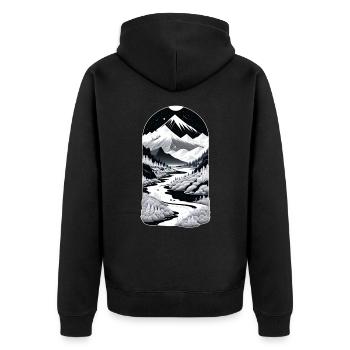 The Mountains 05 - Unisex Premium Bio Zip Hoodie - Schwarz - Hinten - Nico (187cm)