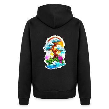 High waves 04 - Unisex Premium Bio Zip Hoodie - Schwarz - Hinten - Nico (187cm)