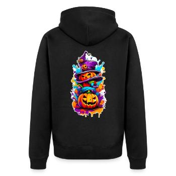 Halloween Pumpkin Head 02 - Unisex Premium Organic Zip Hoodie - black - Back - Nico (187cm)