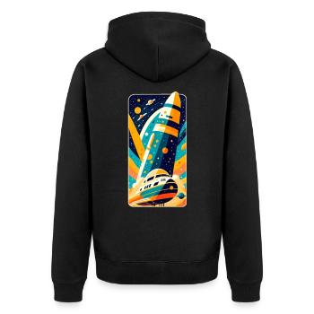 Space Shuttle - Unisex Premium Organic Zip Hoodie - black - Back - Nico (187cm)
