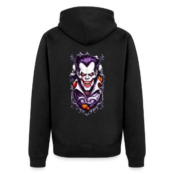 Grusel Vampir Halloween - Unisex Premium Bio Zip Hoodie - Schwarz - Hinten - Nico (187cm)