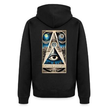 The All-Seeing Eye 01 - Unisex Premium Organic Zip Hoodie - black - Back - Nico (187cm)