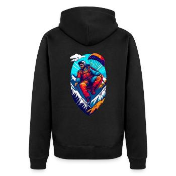 Fallschirmspringer - Unisex Premium Bio Zip Hoodie - Schwarz - Hinten - Nico (187cm)