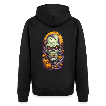 Halloween Zombie - Unisex Premium Bio Zip Hoodie - Schwarz - Hinten - Nico (187cm)
