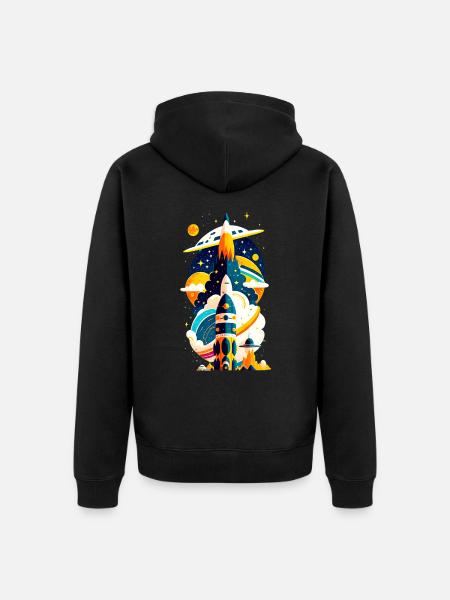 Rocket Space - Unisex Premium Organic Zip Hoodie - black