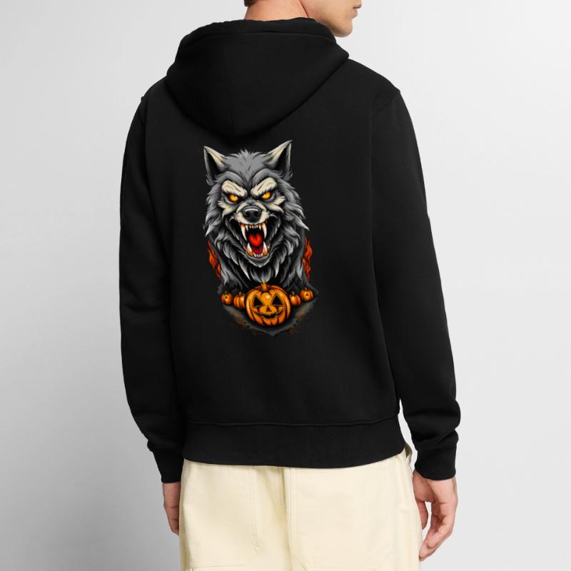 Halloween Wolf Unisex Premium Bio Zip Hoodie