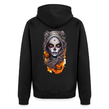 Sorcière d’Halloween 02 - Veste à capuche bio Premium Unisexe - noir - Dos - Nico (187cm)