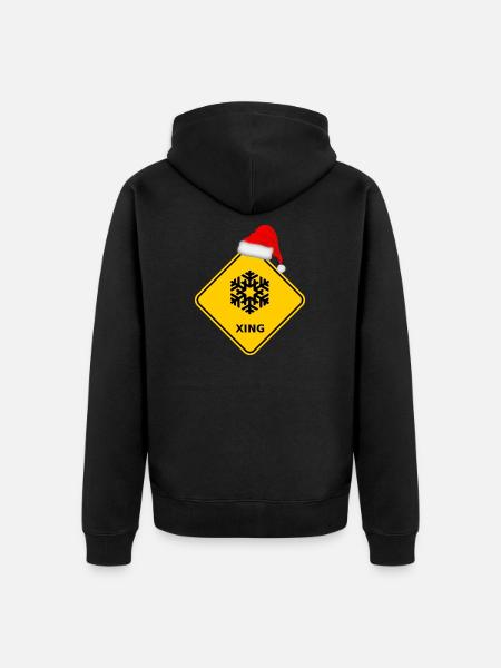 "snowflakes" with Santa hat - Unisex Premium Organic Zip Hoodie - black