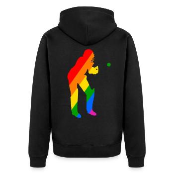Cricket Wicketkeeper - Unisex Premium Bio Zip Hoodie - Schwarz - Hinten - Nico (187cm)