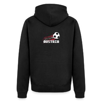 Fußball Österreich Austria Mannschaft Fan Leiberl - Unisex Premium Bio Zip Hoodie - Schwarz - Hinten - Nico (187cm)