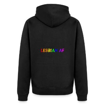 Lesbian af gift idea lesbian queer LGBTQ+ - Unisex Premium Organic Zip Hoodie - black - Back - Nico (187cm)