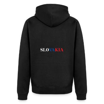 Slovakia Geschenkidee Slowakei slowakische Flagge - Unisex Premium Bio Zip Hoodie - Schwarz - Hinten - Nico (187cm)