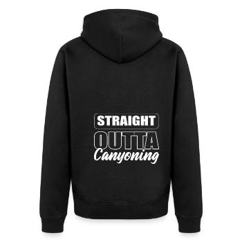 Straight Outta Canyoning Canyoneer - Unisex Premium Bio Zip Hoodie - Schwarz - Hinten - Nico (187cm)