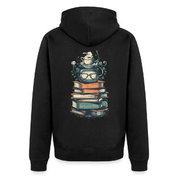 Bibliophile Declaration - Unisex Premium Organic Zip Hoodie - black - Back - Nico (187cm)