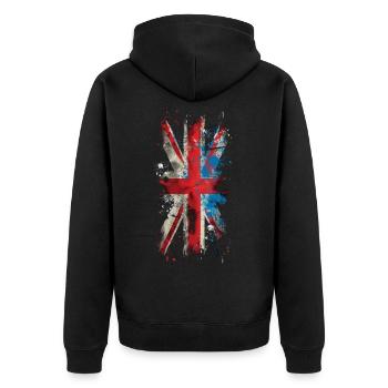 Grunge Union Jack - Unisex Premium Organic Zip Hoodie - black - Back - Nico (187cm)
