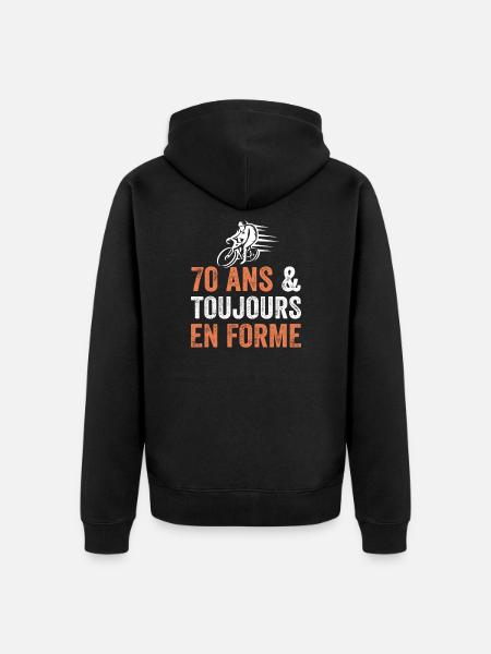 70th Anniversary Gift Bicycle - Unisex Premium Organic Zip Hoodie - black