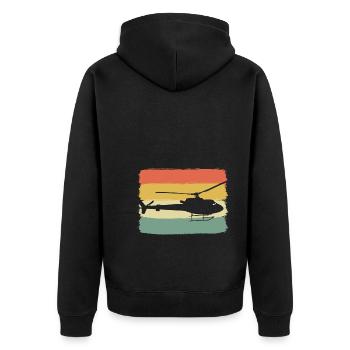 Hubschrauberluftfahrt Hubschrauber Pilot - Unisex Premium Bio Zip Hoodie - Schwarz - Hinten - Nico (187cm)