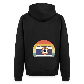 Vintage -Kamera Kamerasammler - Unisex Premium Bio Zip Hoodie - Schwarz - Hinten - Nico (187cm)