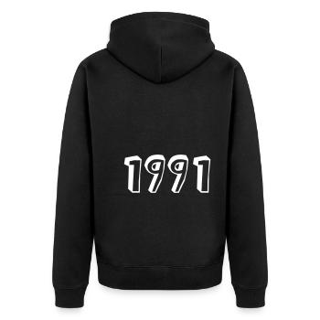 Année de naissance 1991 Idée cadeau - Veste à capuche bio Premium Unisexe - noir - Dos - Nico (187cm)