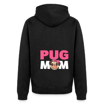 Pug Mom Mops Elternteil - Unisex Premium Bio Zip Hoodie - Schwarz - Hinten - Nico (187cm)