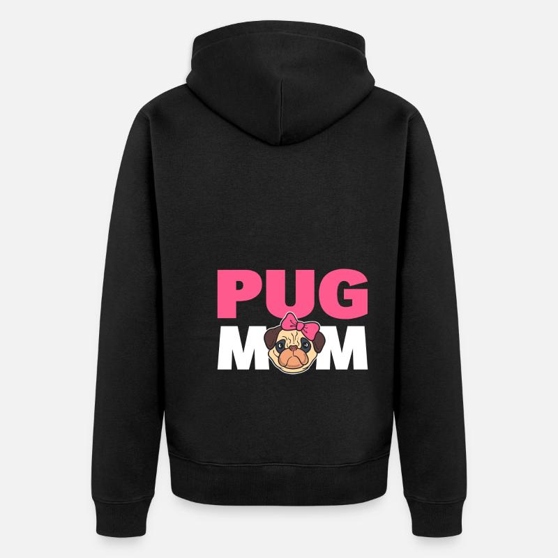 Pug Mom Mops Elternteil - Unisex Premium Bio Zip Hoodie - Schwarz
