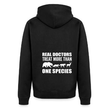Les vrais médecins traitent plus d’une espèce vétérinaire - Veste à capuche bio Premium Unisexe - noir - Dos - Nico (187cm)