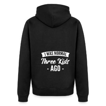 I Was Normal Three Kids Ago Lustige Mutter - Unisex Premium Bio Zip Hoodie - Schwarz - Hinten - Nico (187cm)