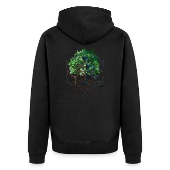 Baum der Kleinen - Unisex Premium Bio Zip Hoodie - Schwarz - Hinten - Nico (187cm)