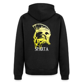 Sparta Spartian Head Warrior - Unisex Premium Organic Zip Hoodie - black - Back - Nico (187cm)
