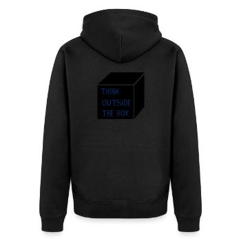Think outside the box - Unisex Premium Bio Zip Hoodie - Schwarz - Hinten - Nico (187cm)