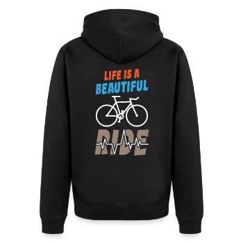 Life is Beautiful Ride - Unisex Premium Organic Zip Hoodie - black - Back - Nico (187cm)