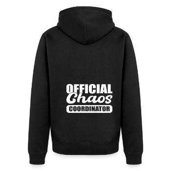 Official Chaos Coordinator Barmann - Unisex Premium Bio Zip Hoodie - Schwarz - Hinten - Nico (187cm)