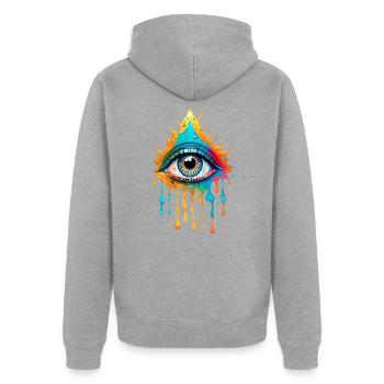 Paint Splash Eye Design - Unisex Premium Bio Zip Hoodie - Grau meliert - Hinten - Nico (187cm)