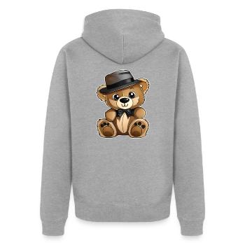 Ours en peluche mignon avec arc et chapeau - Veste à capuche bio Premium Unisexe - gris chiné - Dos - Nico (187cm)