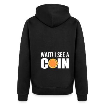 Münzen sammeln Münzsammler - Unisex Premium Bio Zip Hoodie - Schwarz - Hinten - Nico (187cm)
