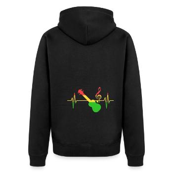 Reggae Music Pulse Musiker - Unisex Premium Bio Zip Hoodie - Schwarz - Hinten - Nico (187cm)