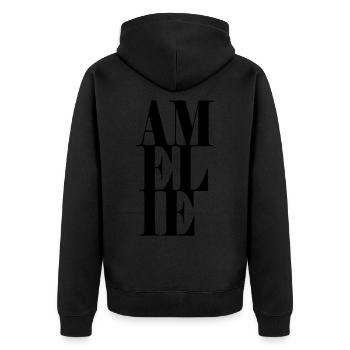 Amélie Nom Prénom Police moderne Mot Art - Veste à capuche bio Premium Unisexe - noir - Dos - Nico (187cm)
