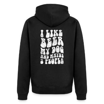 I Like Beer My Dog And Maybe 3 People Lovers - Unisex Premium Organic Zip Hoodie - black - Back - Nico (187cm)