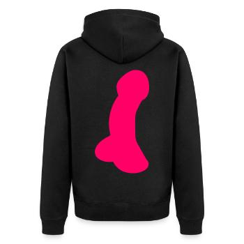Schwanz - dick - cock - Unisex Premium Bio Zip Hoodie - Schwarz - Hinten - Nico (187cm)