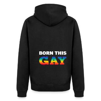 Born This Gay Transgender - Unisex Premium Bio Zip Hoodie - Schwarz - Hinten - Nico (187cm)