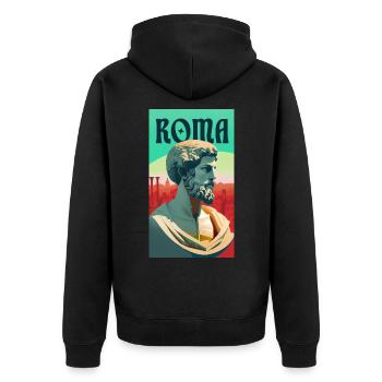 roma - Unisex Premium Bio Zip Hoodie - Schwarz - Hinten - Nico (187cm)