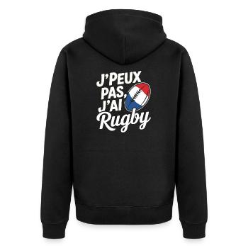 J'peux pas, j'ai rugby - Veste à capuche bio Premium Unisexe - noir - Dos - Nico (187cm)