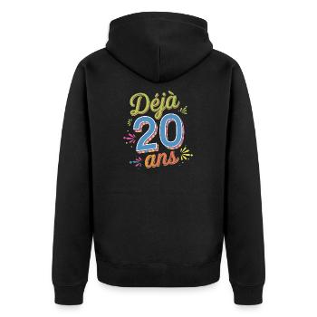 Déjà 20 ans - Veste à capuche bio Premium Unisexe - noir - Dos - Nico (187cm)