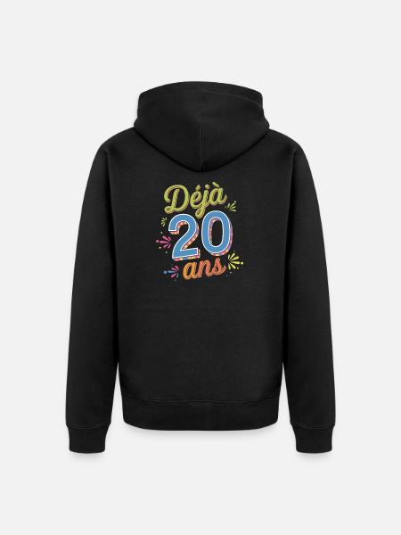 Déjà 20 ans - Veste à capuche bio Premium Unisexe - noir