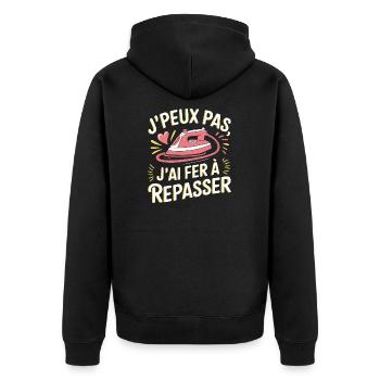 J'peux pas j'ai fer à repasser - Veste à capuche bio Premium Unisexe - noir - Dos - Nico (187cm)