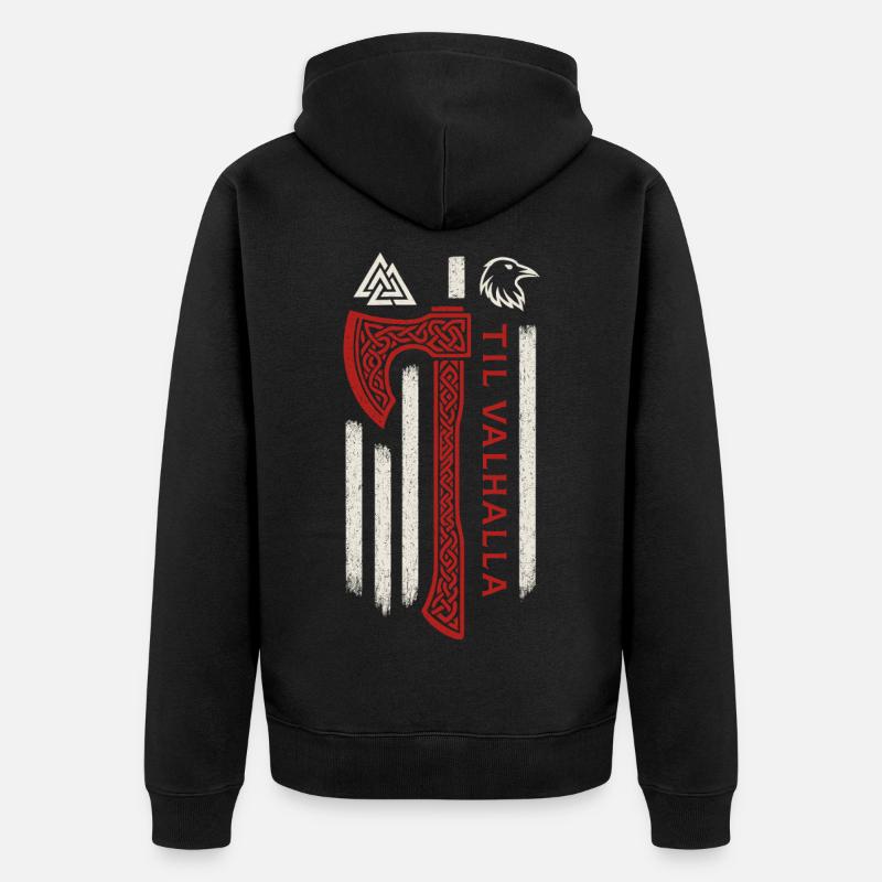 Til Valhalla Viking Axe - Veste à capuche bio Premium Unisexe - noir