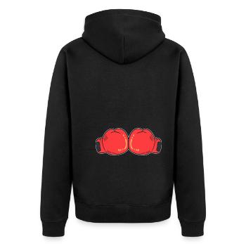Cartoon -Boxhandschuhe Sparringspartner - Unisex Premium Bio Zip Hoodie - Schwarz - Hinten - Nico (187cm)