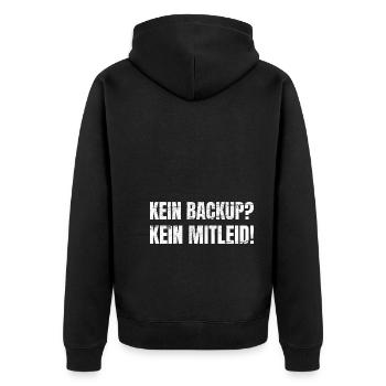 Kein Backup Kein Mitleid Informatiker IT - Unisex Premium Bio Zip Hoodie - Schwarz - Hinten - Nico (187cm)